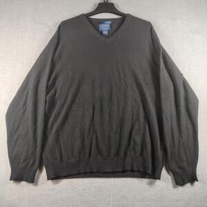 Club Room Men’s XL Black Cashmere V Neck Sweater EUC Luxury Soft 2 Ply Knit